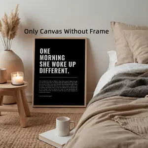 1Pc Optinal Frame Modern One Morning She Woke Up Different Canvas Poster, Female Empowerment, Feminist Wall Art, Aesthetic Room Decor, Artwork Wall Painting For Gift, Wall Picture For Bathroom, Living Room, Dorm, Black And White Wall Decor
