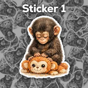 Punch Monkey Sticker Stickers, Abandoned Monkey, Cute Baby Monkey