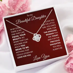 Personalized Daughter Gift Knot Necklace Custom Message Card Meaningful Birthday Keepsake Gold-Plated Jewelry