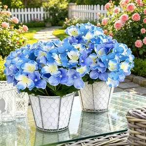 Artificial Hydrangea Flowers 2PCS, Realistic Silk Fake Hydrangea Bouquet for Home Wedding Party Decor & DIY Arrangements, Long-Lasting Faux Flowers.