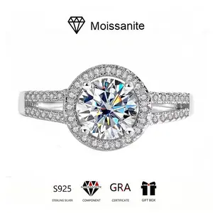 Moissanite Ring Wedding Ring Female European and American Ins Personality Sterling Silver Ring Proposal Engagement Couple Ring