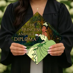 The Princess & Her Diploma Printed Graduation Cap Topper