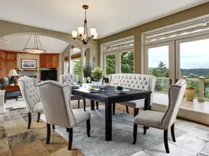 CM3324BK-T-84 6 pc sania i antique black finish wood rustic style dining table set with tufted bench