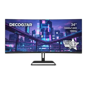 Deco Gear 34" Ultrawide Curved Gaming Monitor DGVIEW304 3440x1440 180Hz 1ms HDR Adaptive Sync 21:9 1500R Curve 2x HDMI 2.0 2x DP 1.4 Fast VA Panel