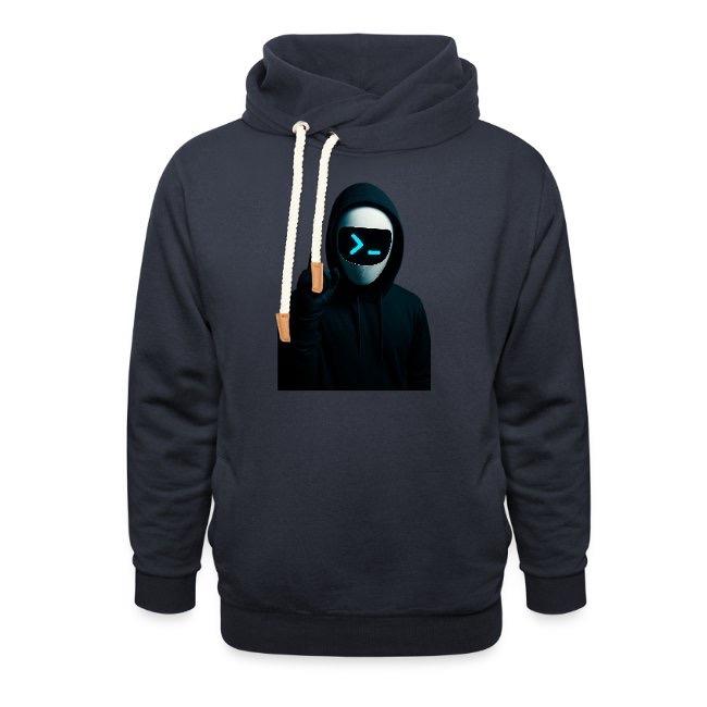 Code Without A Face Shawl Collar Hoodie - Black Pullover with Unique Graphic Design