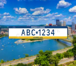 CarShowPlate Pennsylvania Euro License Plate - Flat Style Letters -  Custom US Style European License Plate