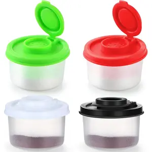 4 Pcs Salt and Pepper Shakers Set Mini Plastic Pepper Caster with Lid Damp Proof Popcorn Containers Clear Spice Jars Salt Shaker for Travel Camping Picnic Lunch Dining Kitchen (Colorful, Small)