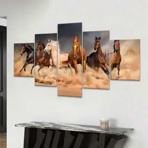 Horse Running Pattern Canvas Unframed Painting, 5 Counts/set Modern Wall Art Poster, Western Wall Art, Wall Art Decor for Home Living Room Bedroom Office, Ornaments