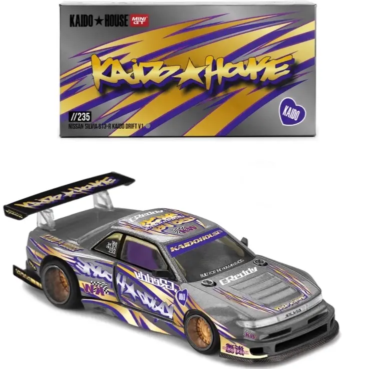 Kaido House x Mini GT 1:64 Nissan Silvia S13-R Kaido Drift V1 Greddy Gray #235