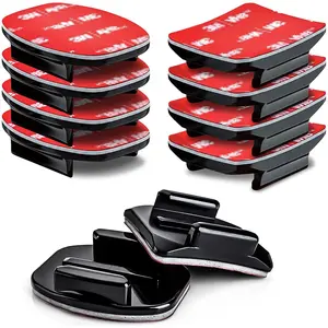 Action Camera Mount Base, 5 Flat Bases & 5 Curved Bases for Gopro Hero 13-5, Other Action Cameras, Sports Camera Helmet Accessories, Black