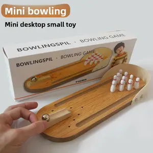 Tiger Mini Wooden Desktop Bowling Game Fun Educational Toy for Kids & Family Interactive Ball Game Compact Design