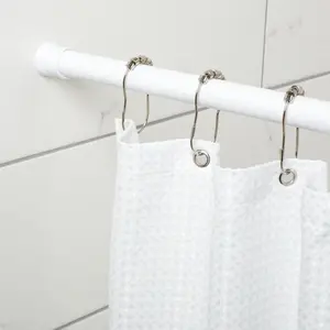 212 MAIN 86 in. Aluminum Adjustable Baked Enamel Tension Rod - White Bedding Accessory, Adjustable Curtain Rods, Interior Decoration for Bathroom Textiles & Soft Furnishings