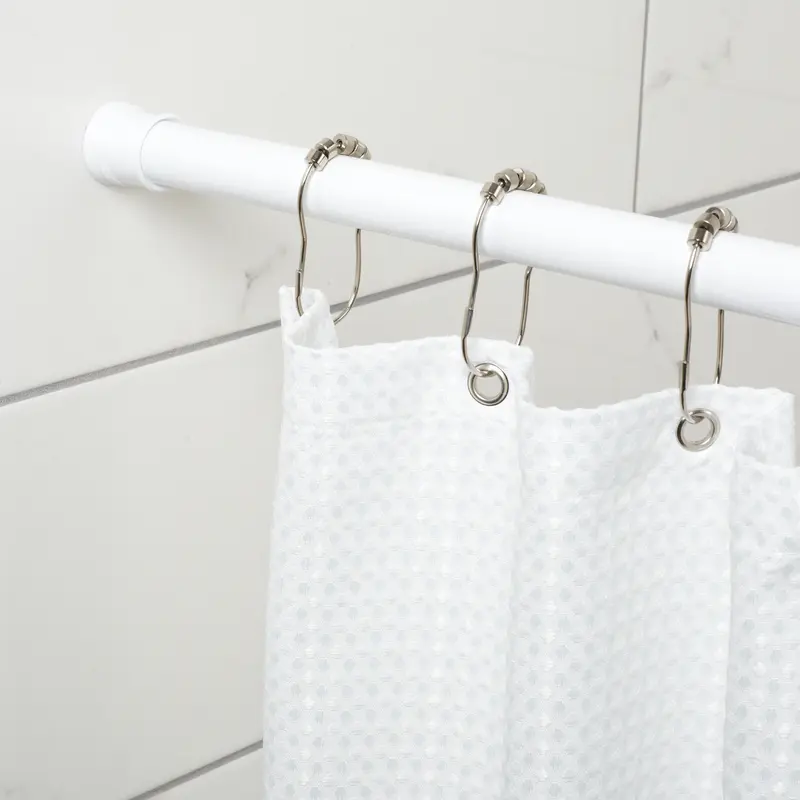 212 MAIN 86 in. Aluminum Adjustable Baked Enamel Tension Rod - White Bedding Accessory, Adjustable Curtain Rods, Interior Decoration for Bathroom Textiles & Soft Furnishings