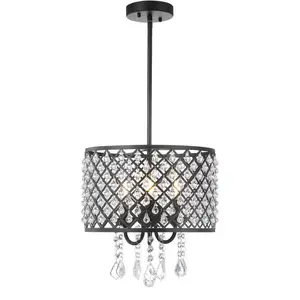 JONATHAN Y Gigi Metal/Crystal Adjustable LED Drop Chandelier