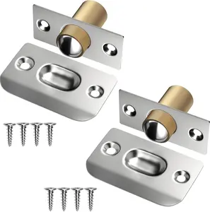 Ball Catch Door Hardware 2 Pack Door Ball Catch Top of Door French Door Ball Catch Latch Adjustable Roller Ball Catch Drive in Ball Latch for Invisible Pantry Ball Bearing Latch Silver