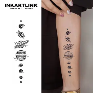 INKARTLINK Tattoo Tech, 2 Sheets Medium Semi Permanent Tattoo, Adult Art Design Temporary Tattoos, Lasts 1-2 Weeks, Waterproof, Realistic Look, No Adhesive, No Reflection (Multiple Planets)