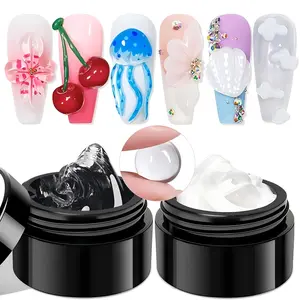 AWStorG 2PCS Clear and White Non-Stick Solid Extension Nail Polish, 3D Sculpting Flowers Gel, Long-Lasting Builder UV Gel Nail Design Manicure Salon Supplies