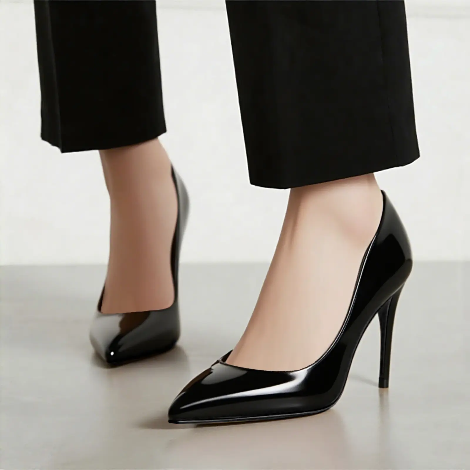 Women's Classy High Heel Pumps, Elegant Casual Shoe with a Comfortable 4.29 Inch Heel and Anti-Slip Rubber Sole, Stylish, Fashion, Footwear, Heeled, Slip On, Approximately 4.29", Pointed, Chic, Stiletto, Black Heels