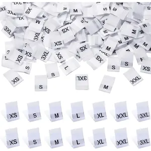 700 count Clothing Size Tags Sewing Woven Garment Size Labels Mix Clothing Crafting Ribbons Tags Clothes Garment Fabric Embroidered Label, XS-3XL(White)