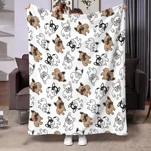 Ultra-Soft French Bulldog Flannel Blanket, Cute Design, Soft Comfortable, Perfect for Naps, Ideal Gift for Dog Lovers, High-Quality Material