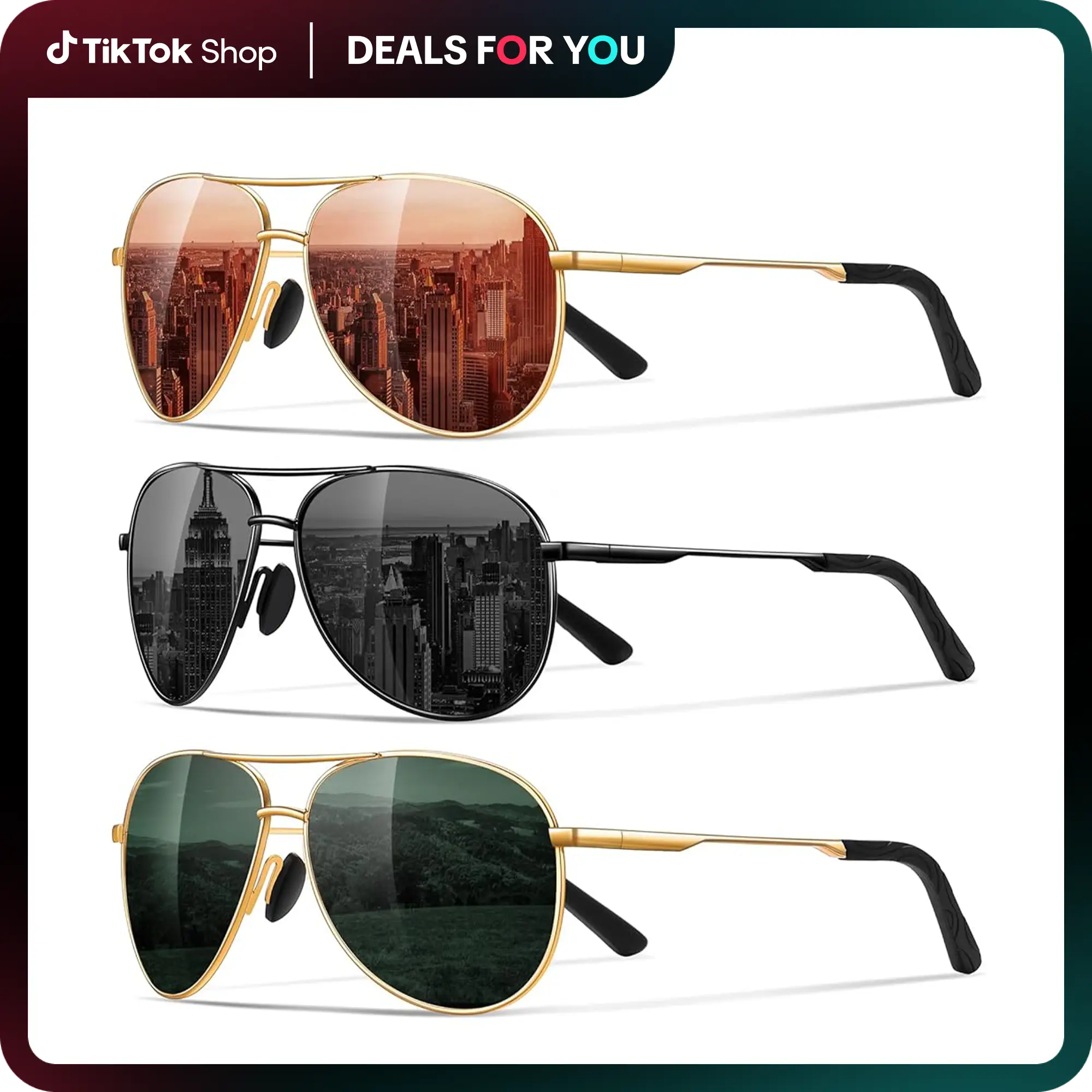 【FallFreshness】Eiuizah Polarized Aviator Sunglasses for Men Women, Classic Sun Glasses for Driving, Fishing, with UV Protection