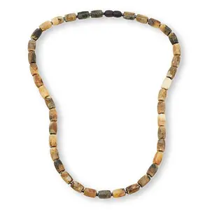 Amber Extraordinaire Marbled Amber and Hematite Beaded Necklace