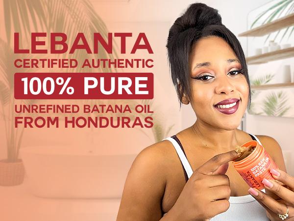 Lebanta Raw Batana Oil for Hair Growth - 100% Pure, Organic 4oz Batana from Honduras for Thick and Strong Natural Hair - Dr. Sebi Unrefined Cold Pressed Cosmetic Scalp Mask for Men & Women (1 Pack)
