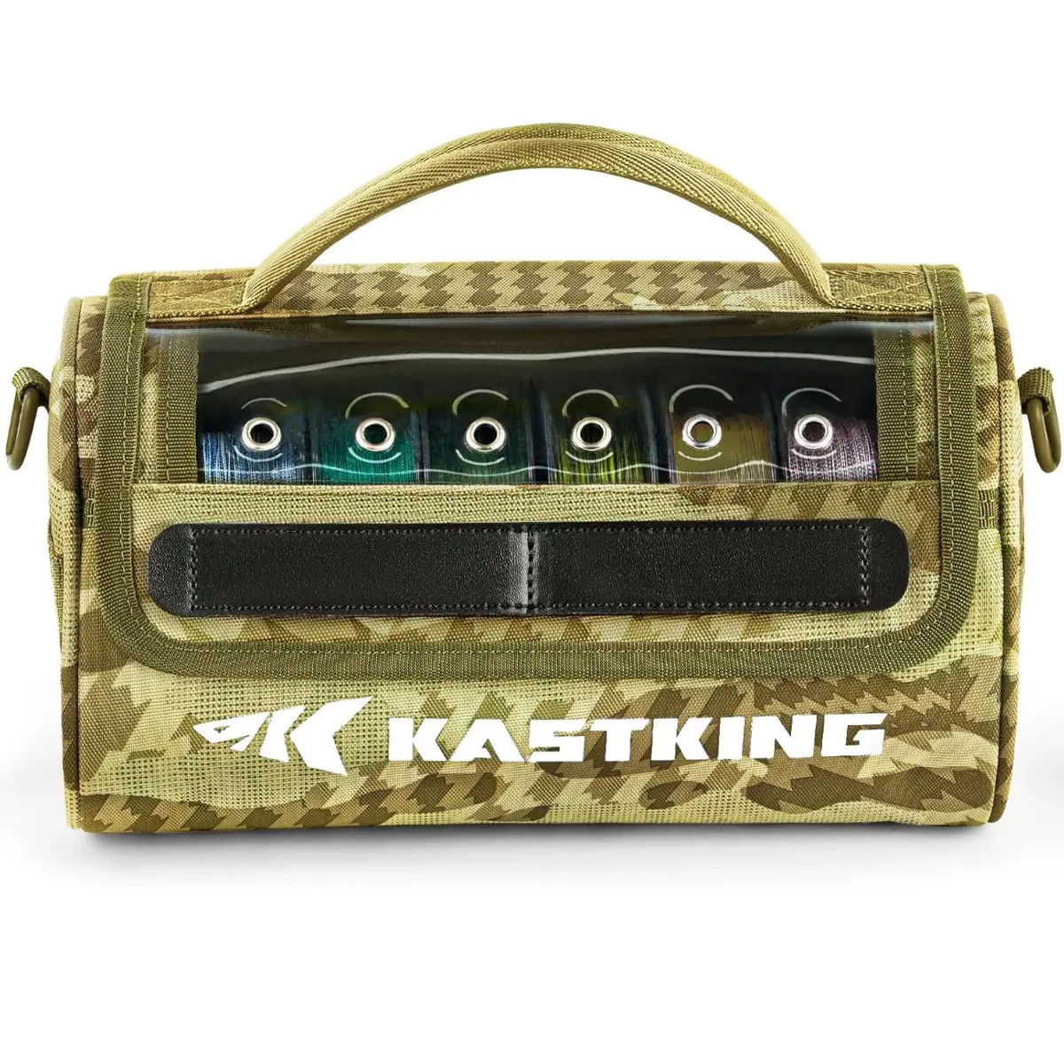 KastKing BaitSpace Line Management Bag, Fishing Line Storage Bag with Water Resistant Nylon, Clear View Window, Removable Divider, Tangle-free Leader Line Holder