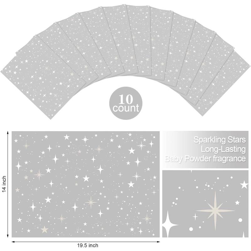 Geosar 10 Sheets Drawer Liners for Dresser Scented Drawer Liners Non Adhesive Scented Fragrant for Home Shelf Closet (Star, Baby Talcum Powder Scent)