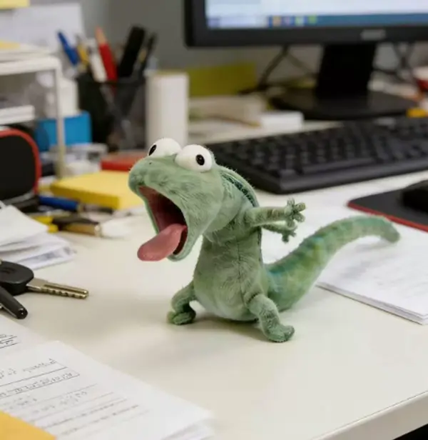 Mint Green Lizard Plush Keychain – Quirky 3D Desk & Bag Decor