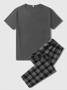 Men's 2-Piece Plaid Flannel Pajama Set, Soft Comfortable Fall Winter Homewear Loungewear, Unisex Nightwear for Men and Women