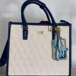 Betsey Johnson XOLALA Tote crossbody Bag Navy Cream w sardine charm