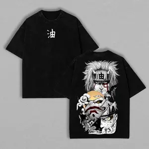 Jiraiya x Naruto Anime Double Printed Vintage Washed Tee Unisex Oversize Anime Manga Washed Heavyweight Cotton T-shirt Naruto Merch Jiraiya Fan