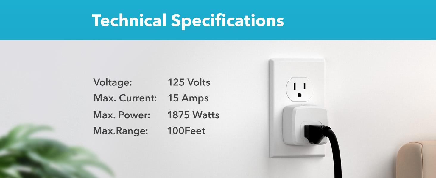 HBN Remote Control Outlet with 100FT RF Signal, Wireless On Off Switch Plug for Household Appliances, Battery Included, 15A/1875W(1 Outlet + 1Remote)