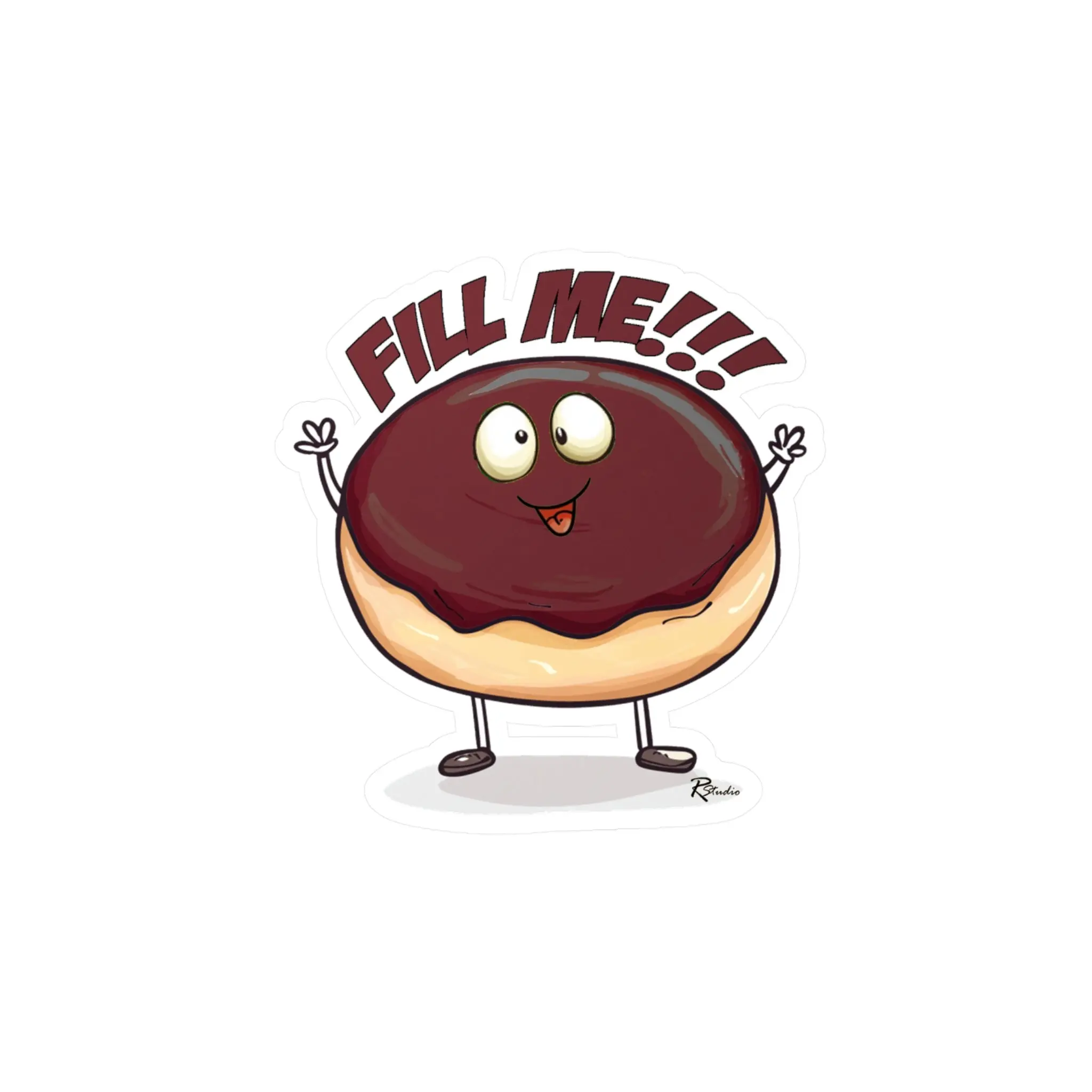 Naughty Nibbles Funny Adult Humor Boston Cream Donut Vinyl Kiss-Cut Decals - Durable & Removable