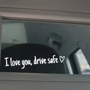 2 pcs I Love You，drive safe Rearview Mirror Sticker Decal - Car Truck Sticker for Safe Driving, White color Waterproof Vinyl vehicle decoration car decal, A093