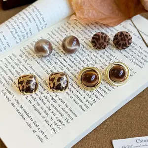 Women's Accessories Caramel Brown Geometric Tiger Eye Stone Earrings