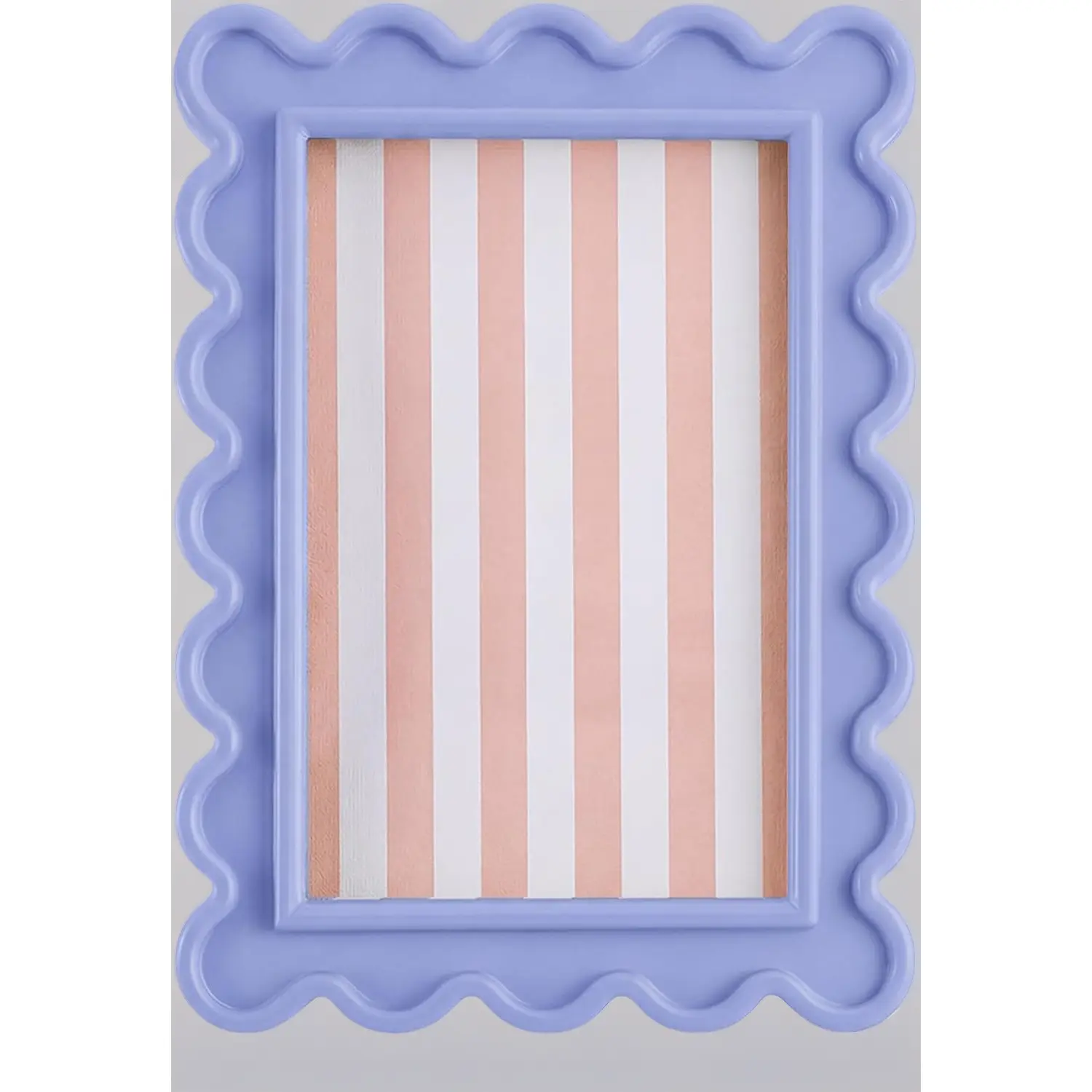 Light Purple 4x6 in Wavy Scalloped Wooden Photo Frame with Real Glass, Sports & Outdoor Protective Gear Accessory for Desktop Display, Home Decor Gift for Family