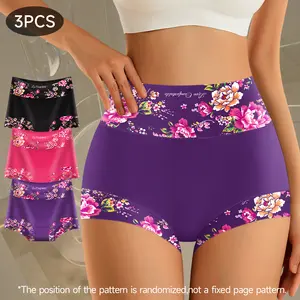 3 Pack of Women's High-Waisted Boxer Briefs, Vintage Floral Print Briefs, Romantic, Sophisticated and Elegant Briefs for Everyday Wear or Women's Clothing - Women's Boxer Briefs 1293 Knit Womenswear