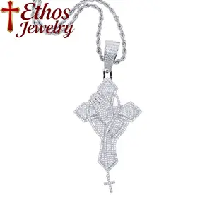 [DIDI Jewelry]D-color VVS1 Prayer Cross Copper Pendant Hiphop Inlaid with AAAAA Cubic Zirconia Suitable for Daily Wear and Parties for Both Men and Women