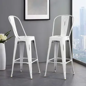 Modway Promenade Metal Bar Side Stool in White