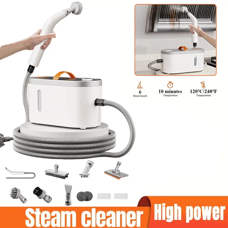 Handheld Steam Cleaner for House - 1200W Power Corded Unit, 110V Plug, 0.75L Ultra-Large Capacity, Rapid Heating, 6 Multifunctional Nozzles, Dual Safety, Overheat Safe, 2.5m Reach (For Kitchen Users, Floors)