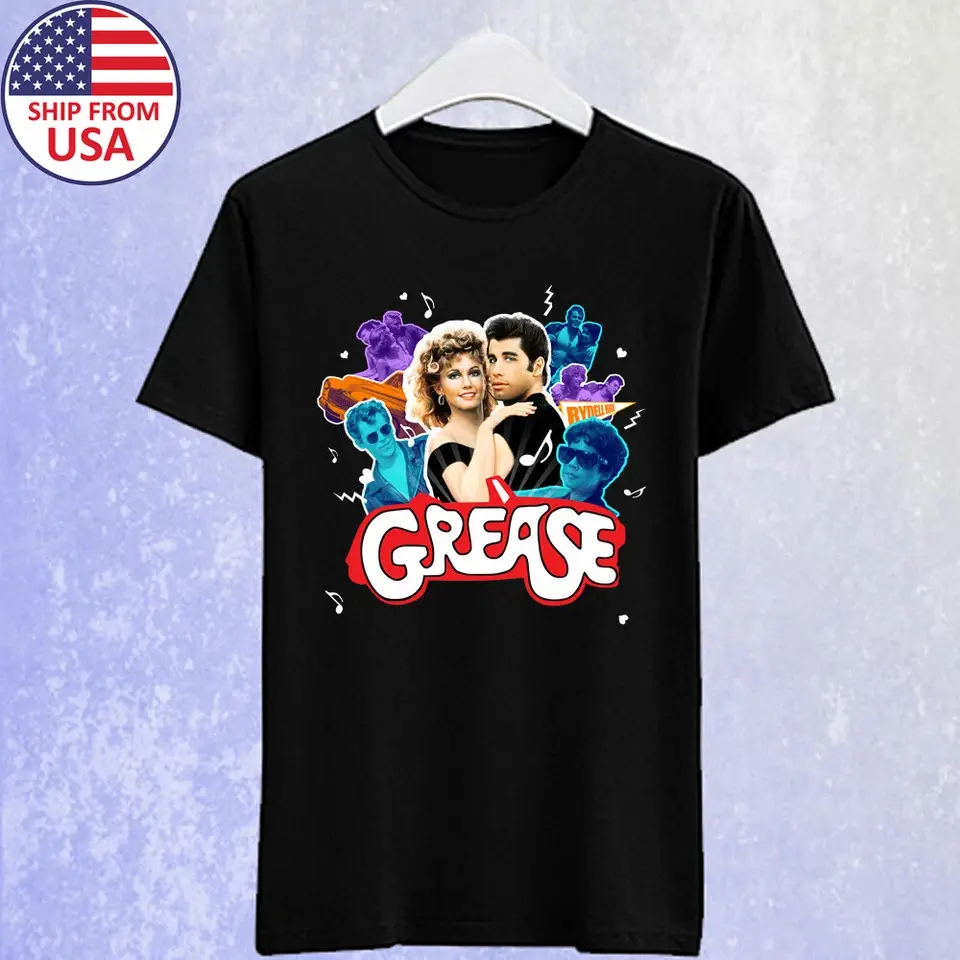 Grease Retro Movie Men's Black T-shirt Size S-5XL