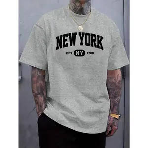 Men's Short-Sleeve Round Neck Casual Polyester Menswear T-Shirt, Breathable Fabric for Sports & Outdoor Activities