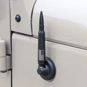 50 Cal Truck Antenna Accessories American Flag Black Bullet Antenna for 2007-2021 Jeep Wrangler JK JL Rubicon Sahara Gladiator Truck Short Replacement 5.7 inch Aluminum Alloy Copper Durability