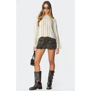 Edikted Women's Marge Studded Faux Leather Mini Skort - Multicolor