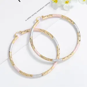 18k Layered real gold filled Round hoop earrings tri colors #24