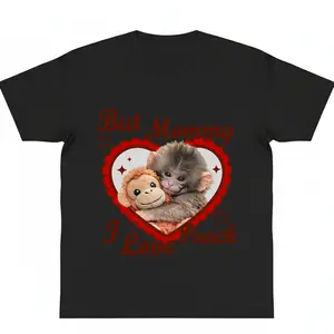 Love Box Punch Monkey and plushie Graphic Shirt Tee Baby Monkey Holding Plush Toy Mothers Day Animal Lover Mother Gift Cute Cozy Mom y2k cotton Streetwear Top Trending