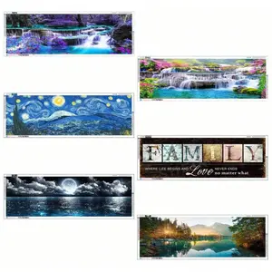 Fantasy Dragon Waterfall Landscape Flower Animal Art 5D Diamond Painting Kit, 50x140cm DIY Full Drill Round Acrylic Craft Handmade Gifts for Home Decor, Wall Art Painting