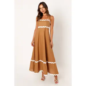 Yana Maxi Dress - Tan White Yana Maxi Dress - Tan White